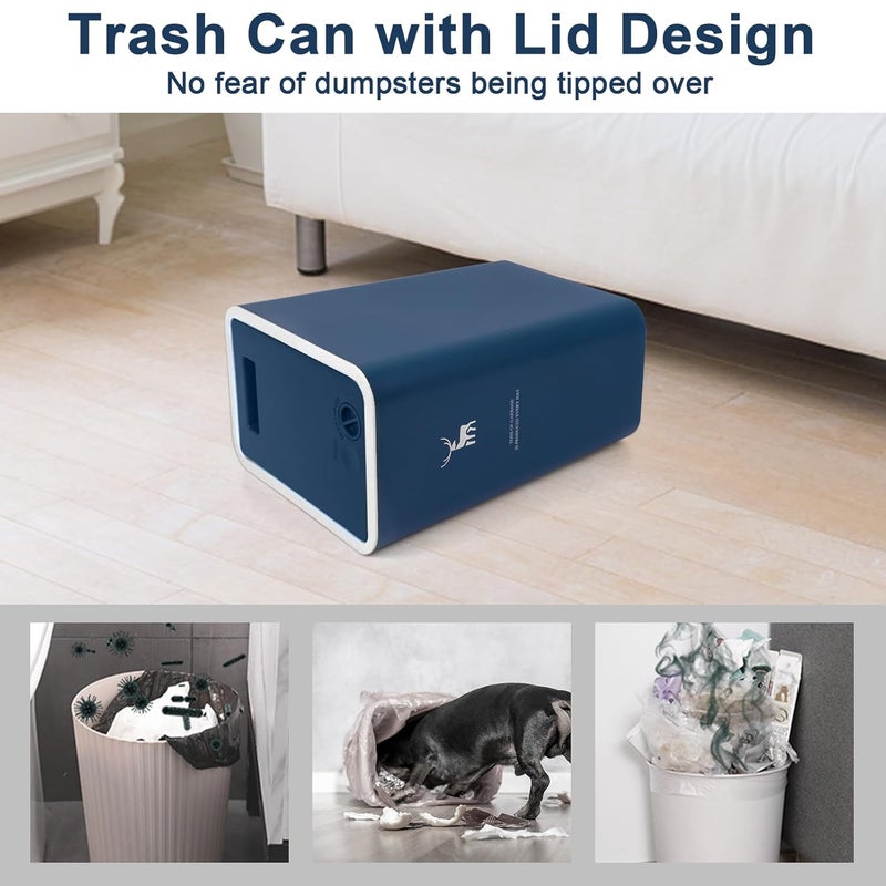 XPIY Trash Can with Lid, 2 Pack 4 Gallons/15 Liters Garbage Can with Press Top, Small Trash Can Dog Proof, Plastic Trash Bin, Waste Basket for Bathroom|Kitchen|Bedroom|Office (2, Blue) - Image 4